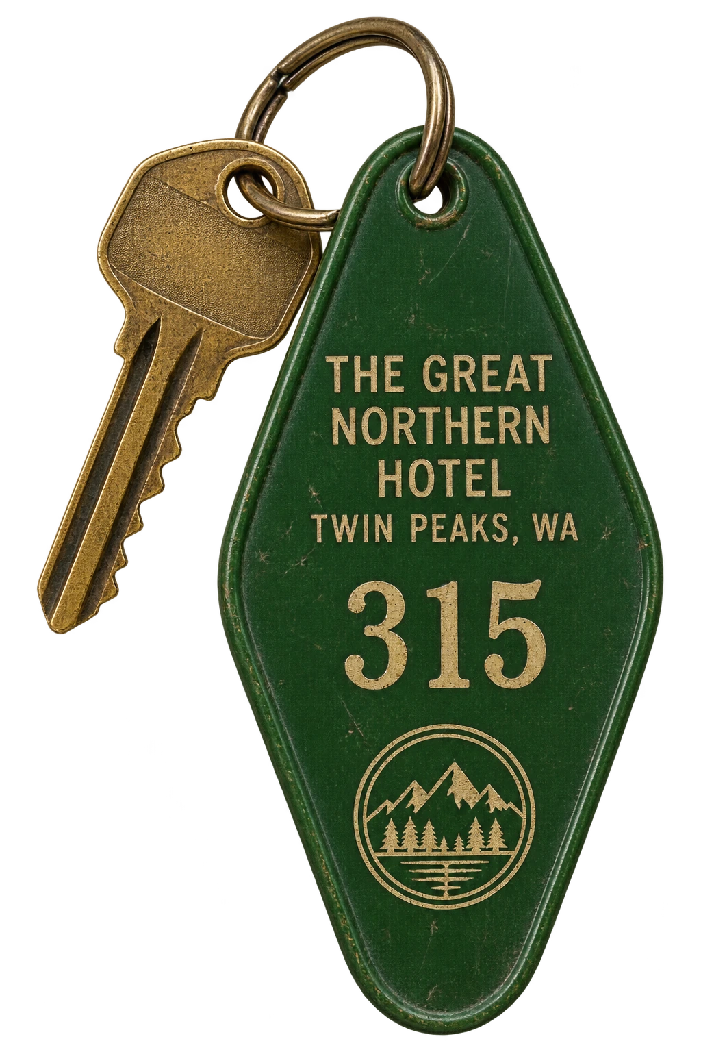 Green Great Northern Hotel 315 key fob and brass room key